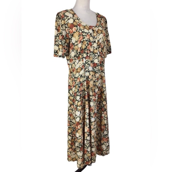 Vintage 1980 Rabbit Jr Floral Short Sleeve Midi Dress Size 13/14 - Picture 3 of 6